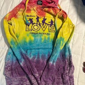 Tie dye Beatles LOVE cirque du soleil hoodie unisex size small